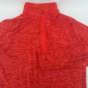 Under Armour Pullover Women's Medium Red HeatGear 1/4‎ Zip Space Dye Long Sleeve